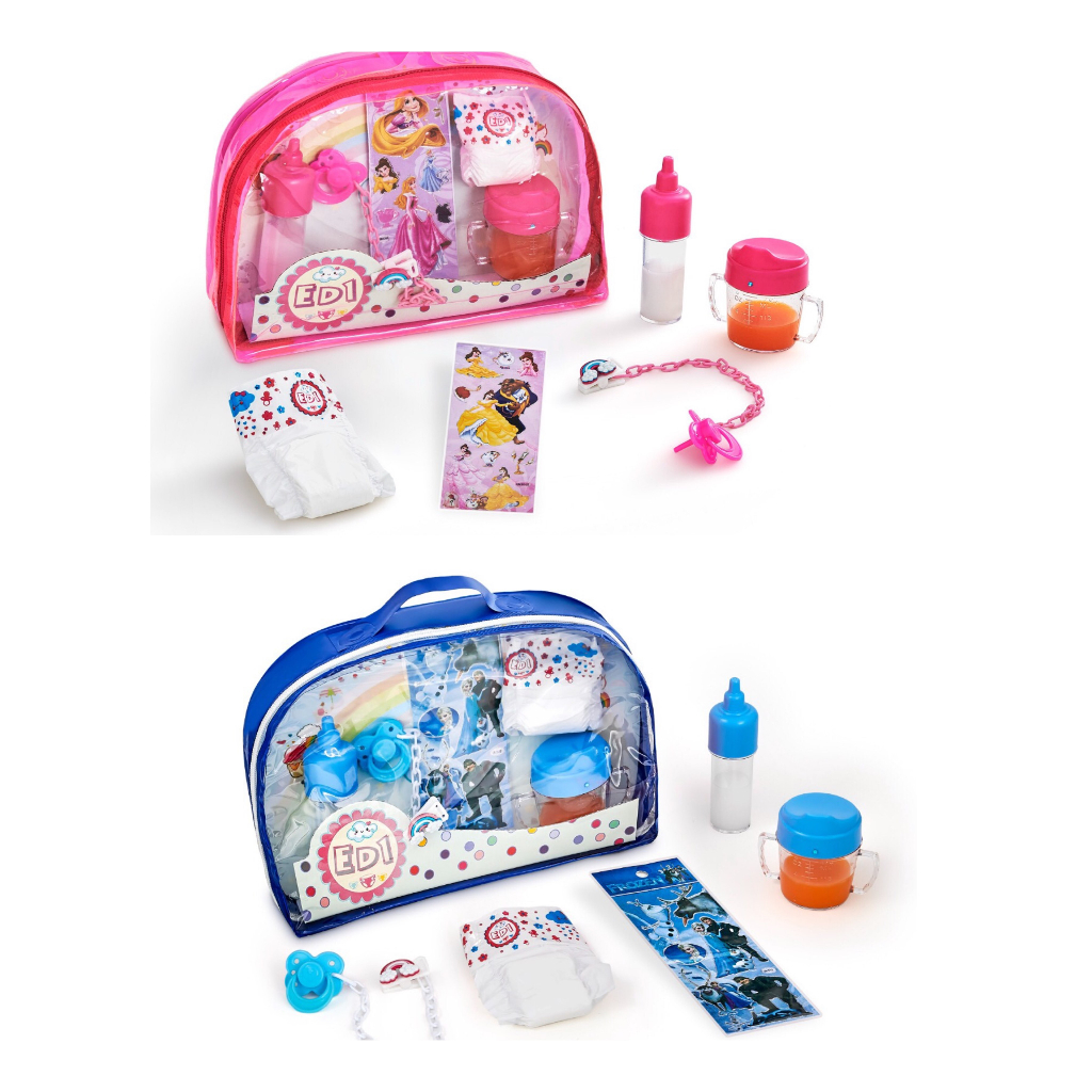 Kit Acessórios Boneca Combo rosa e azul Mamadeira magica Fralda Chupeta Bolsa Infantil ED1 Brinquedos