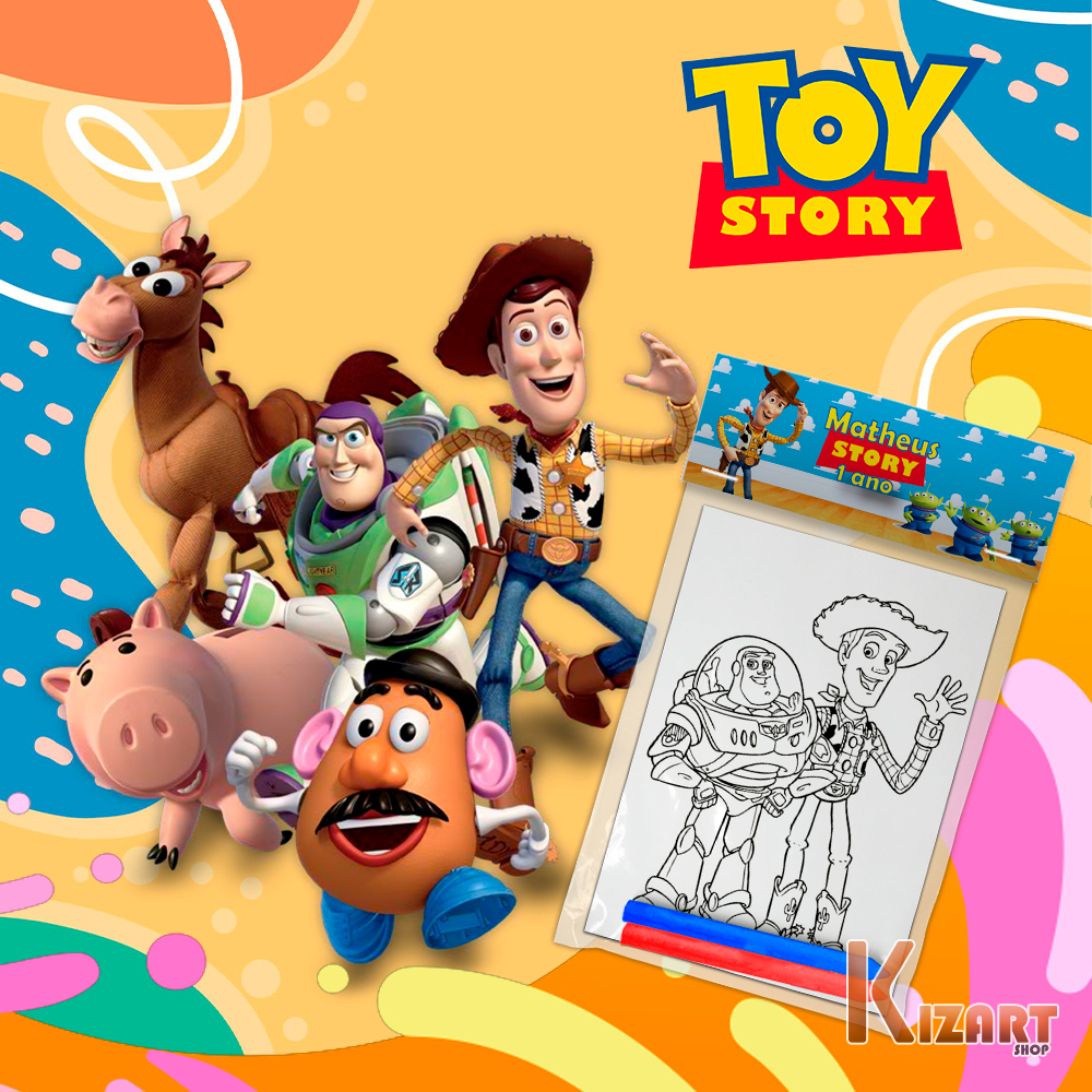 Kit Colorir Giz De Cera Lembrancinha Festa Infantil Personalizado Toy Story Outros