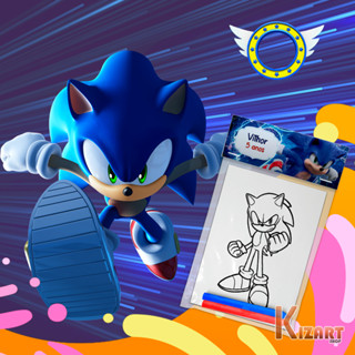 Kit Colorir Giz De Cera Lembrancinha Festa Infantil Personalizado Sonic Outros