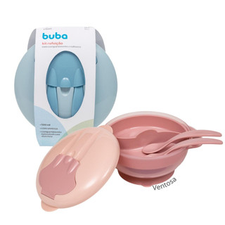 Kit Refeição Pratinho Infantil Garfo Colher Infantil Prato com Ventosa Pote para Lanche Merenda Marmita Buba