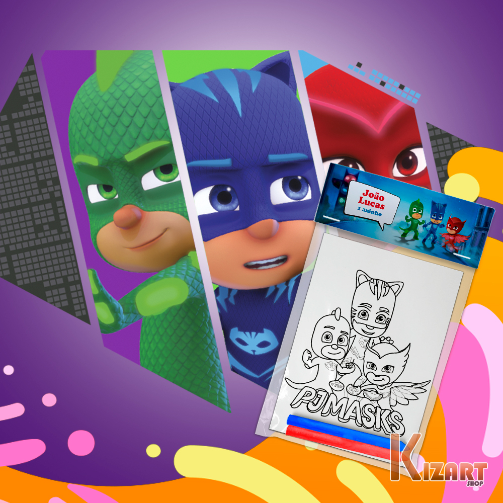 Kit Colorir Giz De Cera Lembrancinha Festa Infantil Personalizado PJ Masks Outros em Oferta na Shopee