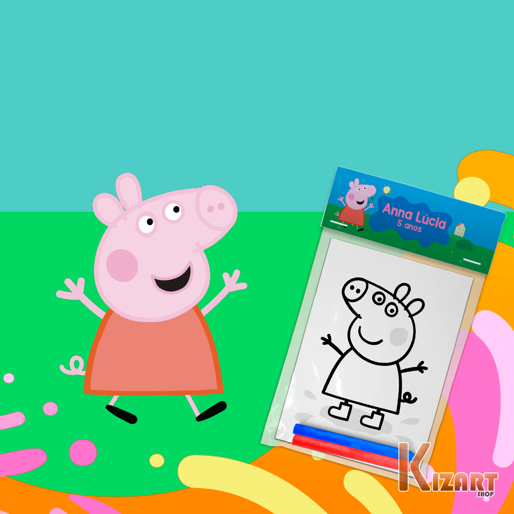 Kit Colorir Giz De Cera Lembrancinha Festa Infantil Personalizado Peppa Pig Outros