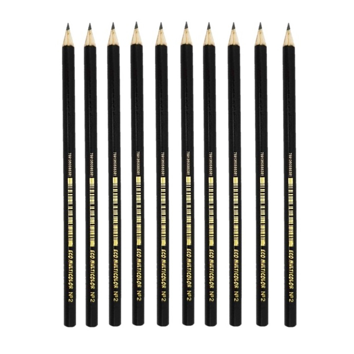 Lápis de Escrever Nº 2 Sextavado Preto Caixa com 12 Unidades Multicolor em Oferta na Shopee