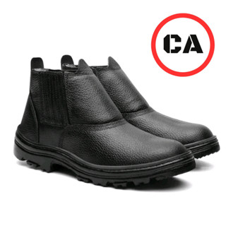 Bota De Segurança De Couro Com CA Bico De PVC Colada e Costurada