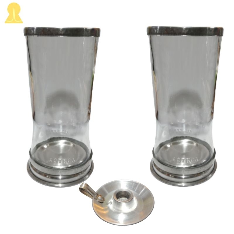 2 Copos Suporte Vela 7 Dias Vidro Antichamas + Castiçal para vela palito