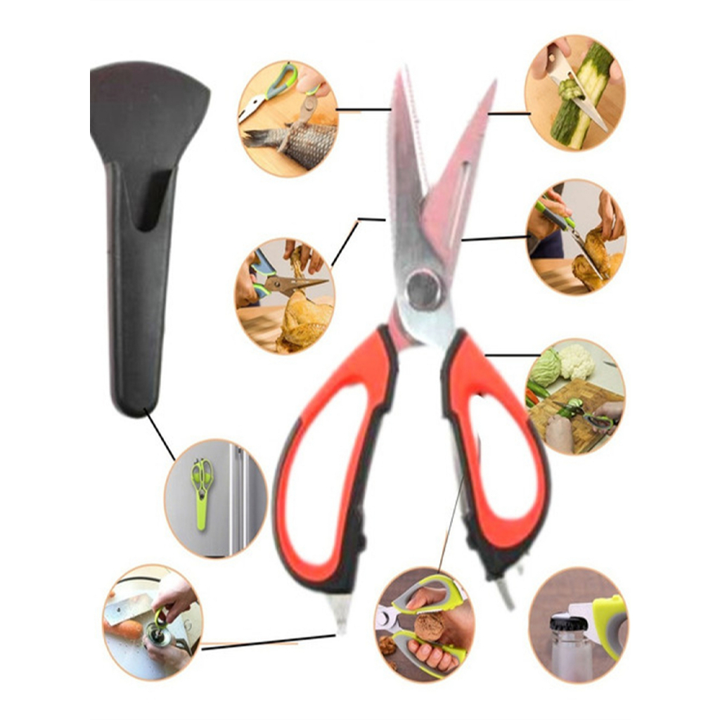 Tesoura de cozinha doméstica de aço inoxidável Tesoura magnética multifuncional Tesoura de geladeira