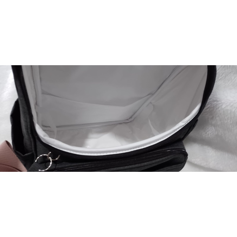 kit de bolsa de maternidade com mala de rodinha, mochila, bolsa de ombro preto com faixa preta — imagem 2 de 2