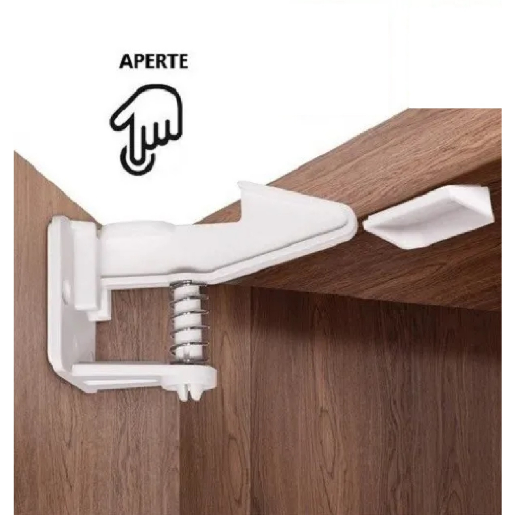 Kit 05 Pcs Trava Click Gaveta Porta Armário Segurança Proteção Bebê Invisível Interna Escondida
