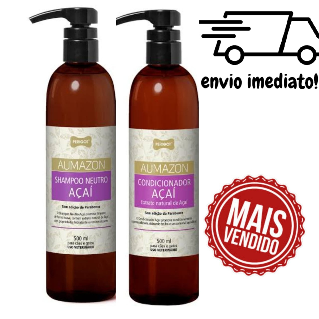 Kit Shampoo e Condicionador Açai para cachorro Perigot 500ml