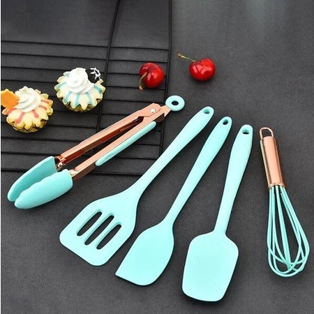 Kit de utensílios de cozinha de silicone, 5 peças, conjunto de ferramentas de cozimento em Oferta na Shopee