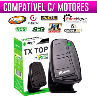 Controle de Portão Eletrônico e Alarme Tx Top 433 Mhz P/ PPA RCG GAREN SEG AGL