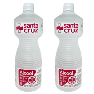 2 (Un) Álcool Absoluto Etílico Anidro 99,3% 1 Litro Santa Cruz