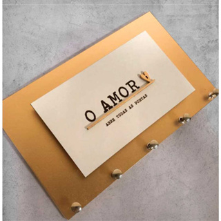 Porta Chaves O amor abre - Dourado em Oferta na Shopee