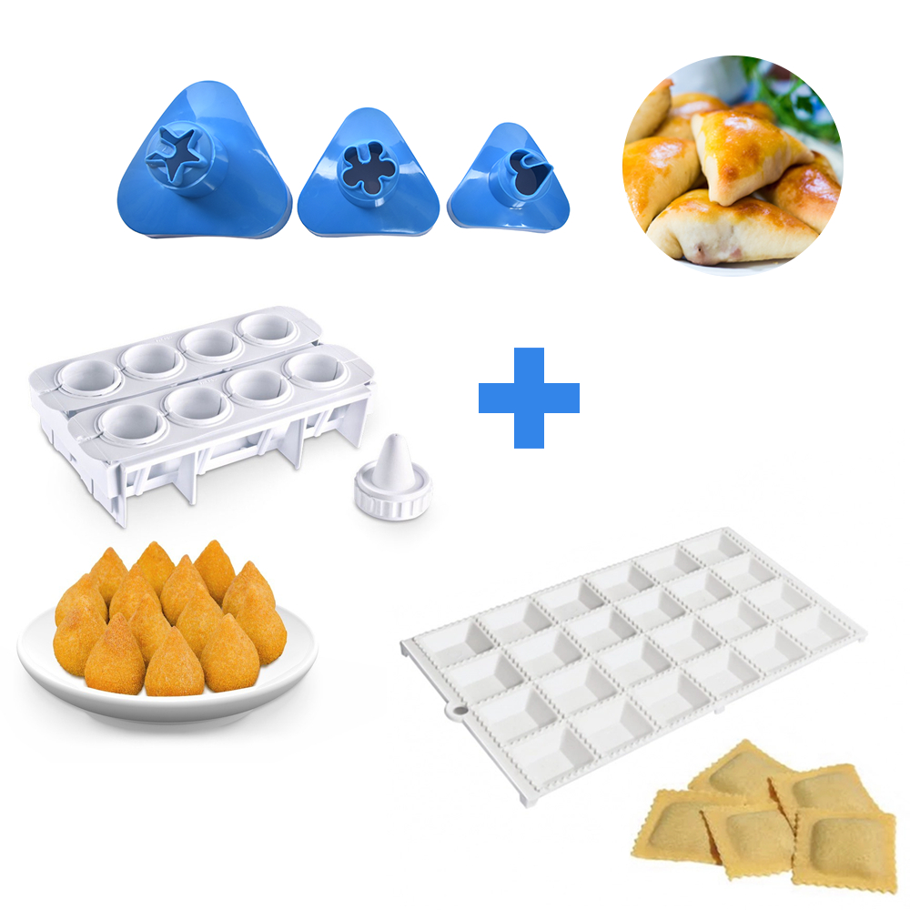 Modelador de Esfiha 3 Tamanhos + Forma de Ravioli com 24+ Fábrica de Coxinha Forma com 8 em Oferta na Shopee