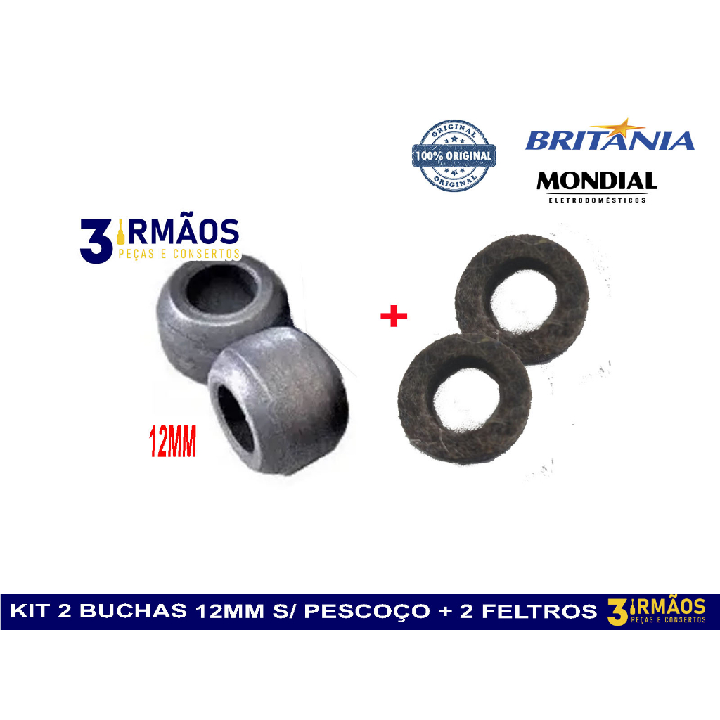 2 Buchas Circulador De Ar C50 Turbo 12mm + 2 Feltros