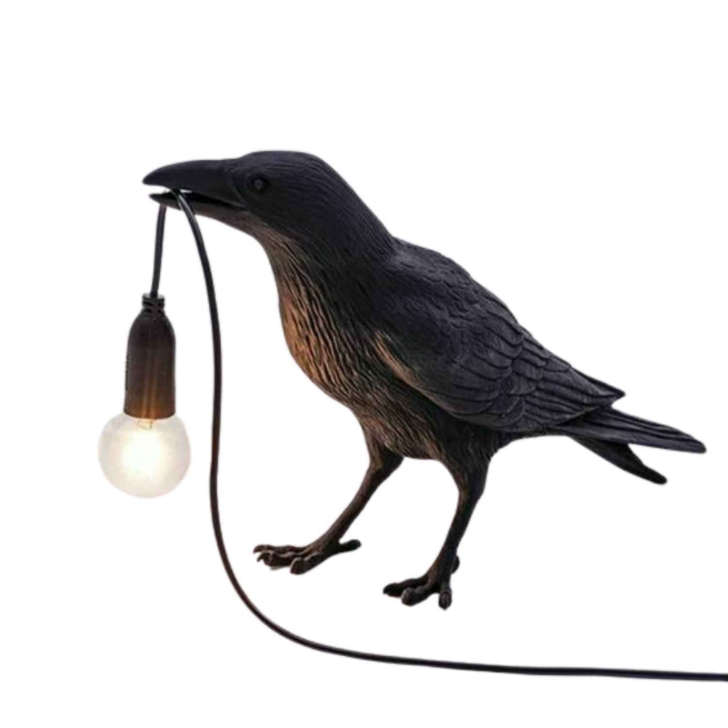 Abajur Corvo Realista de mesa: Decoração Magica Mística