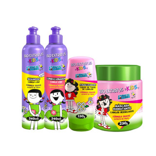 Kids cabelos Liso Shampoo + Condicionador + Fin e Máscara Bio Extratus