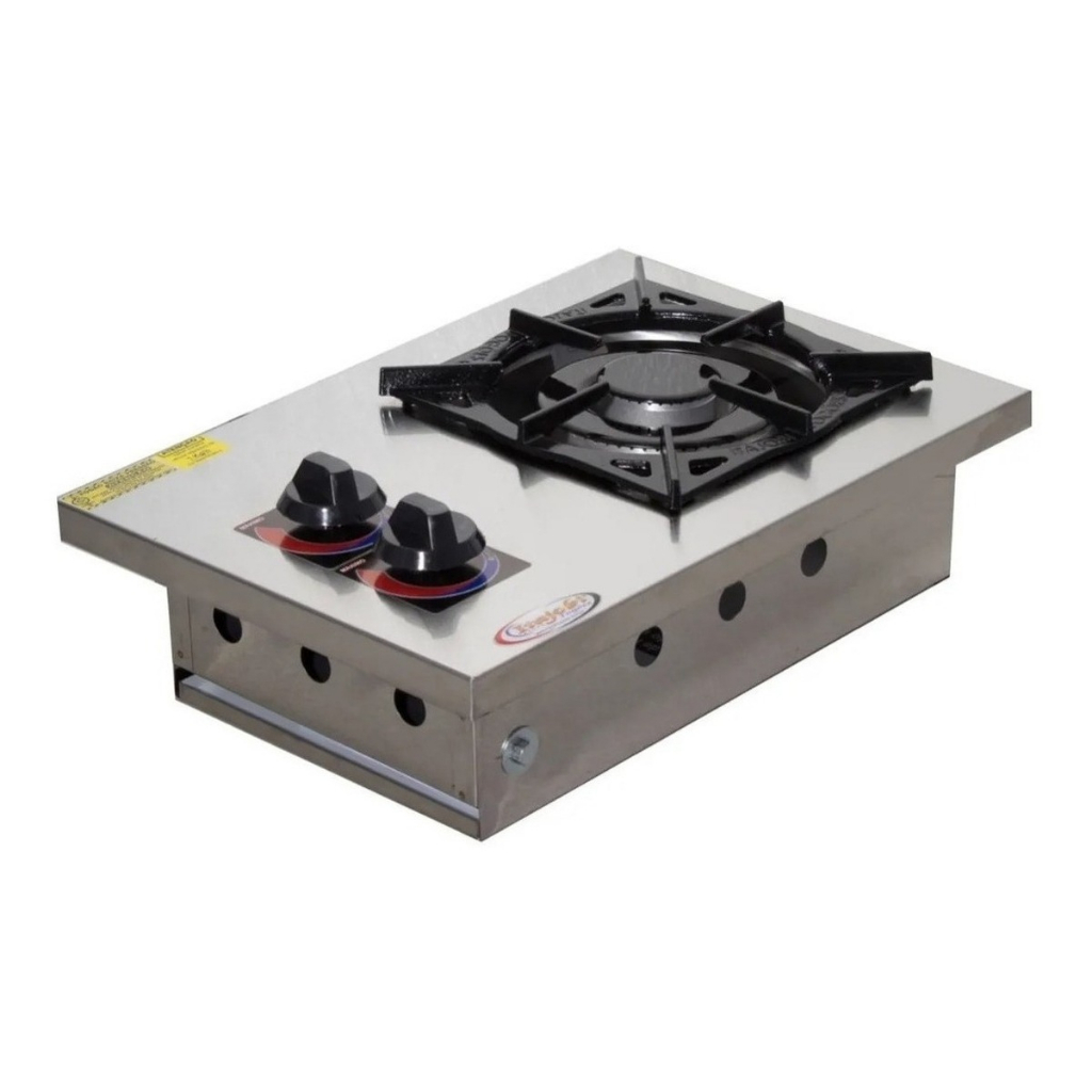 Fogão Cooktop Industrial A Gás Itajobi Fogões 1 Boca Queimador Duplo Prateado 100% Inox Alvenaria De Embutir 20x20