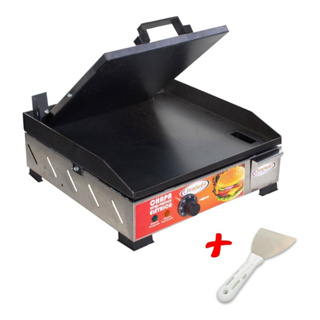 Chapa Elétrica Com Prensa De Lanches Hamburguer 40x40cm Inox Profissional + Espátula em Oferta na Shopee