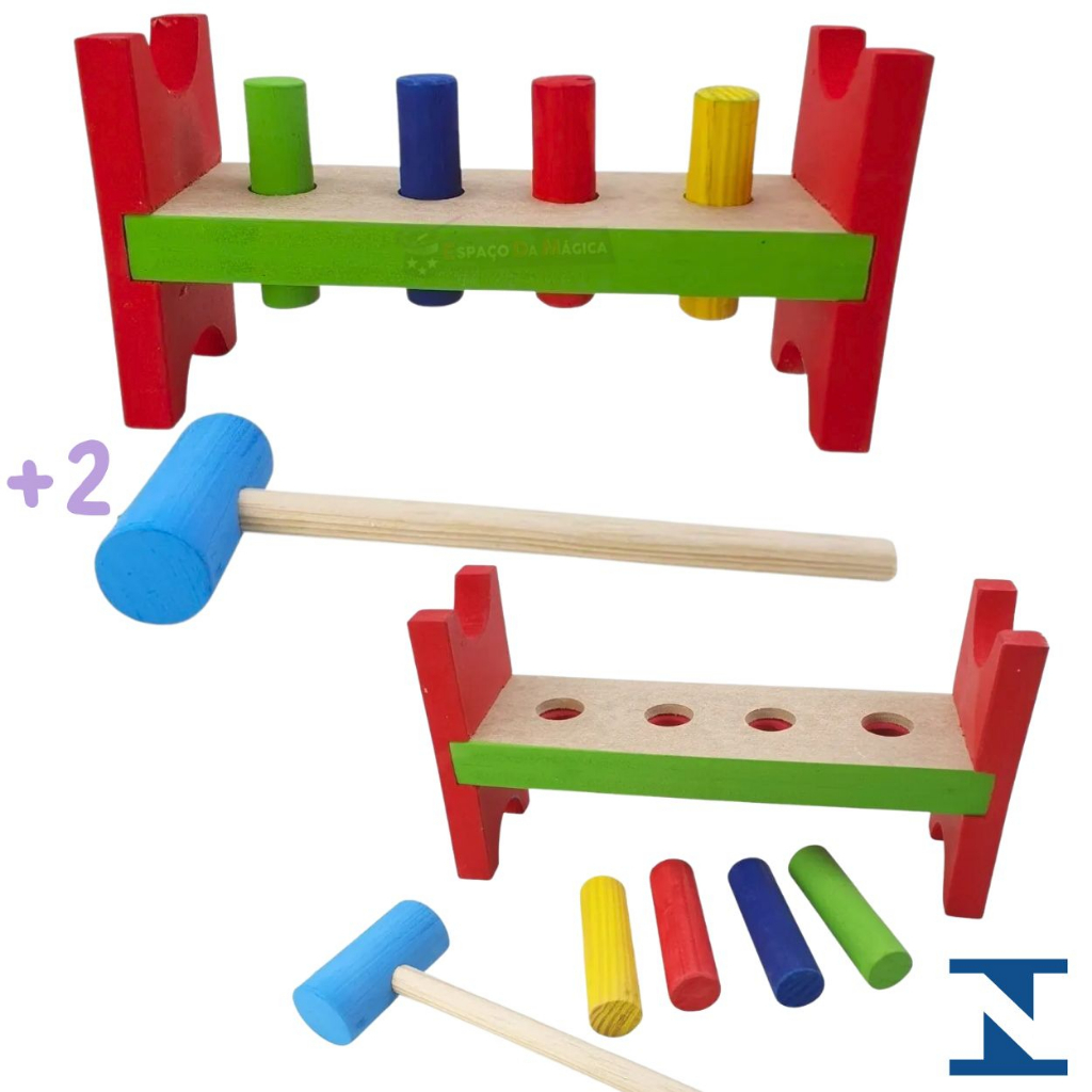 Brinquedo Bate Pinos De Madeira Educativo Pedagógico Montessoriano Criativo