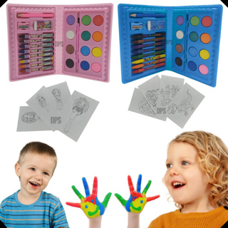Estojinho Estojo Escolar Kit Pintura Infantil 24 Pçs Lápis Tinta Aquarela Desenho Presente Lembrança em Oferta na Shopee