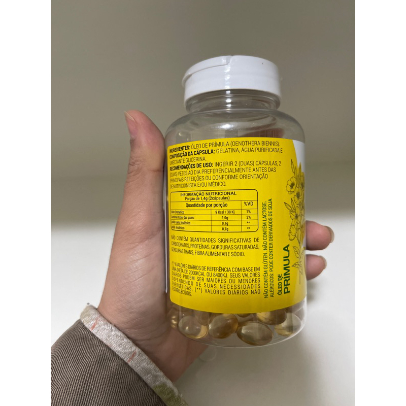 Detalhes do Óleo de Prímula da Romanutry com 120 Cápsulas de 500mg, Suplemento Alimentar, envio rápido.