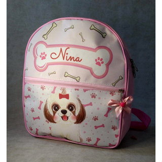 Mochila personalizada cachorrinho shitzu pet ou criança em Oferta na Shopee