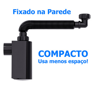 Sifão Preto Pia Sanfonado Flexível De Parede Com Copo Para Limpeza em Oferta na Shopee