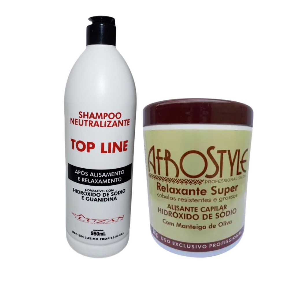 Kit 1 Top Line Shampoo Neutralizante Após Alisamento e Relaxamento,  1Afrostyle Relaxante Alisante Capilar
