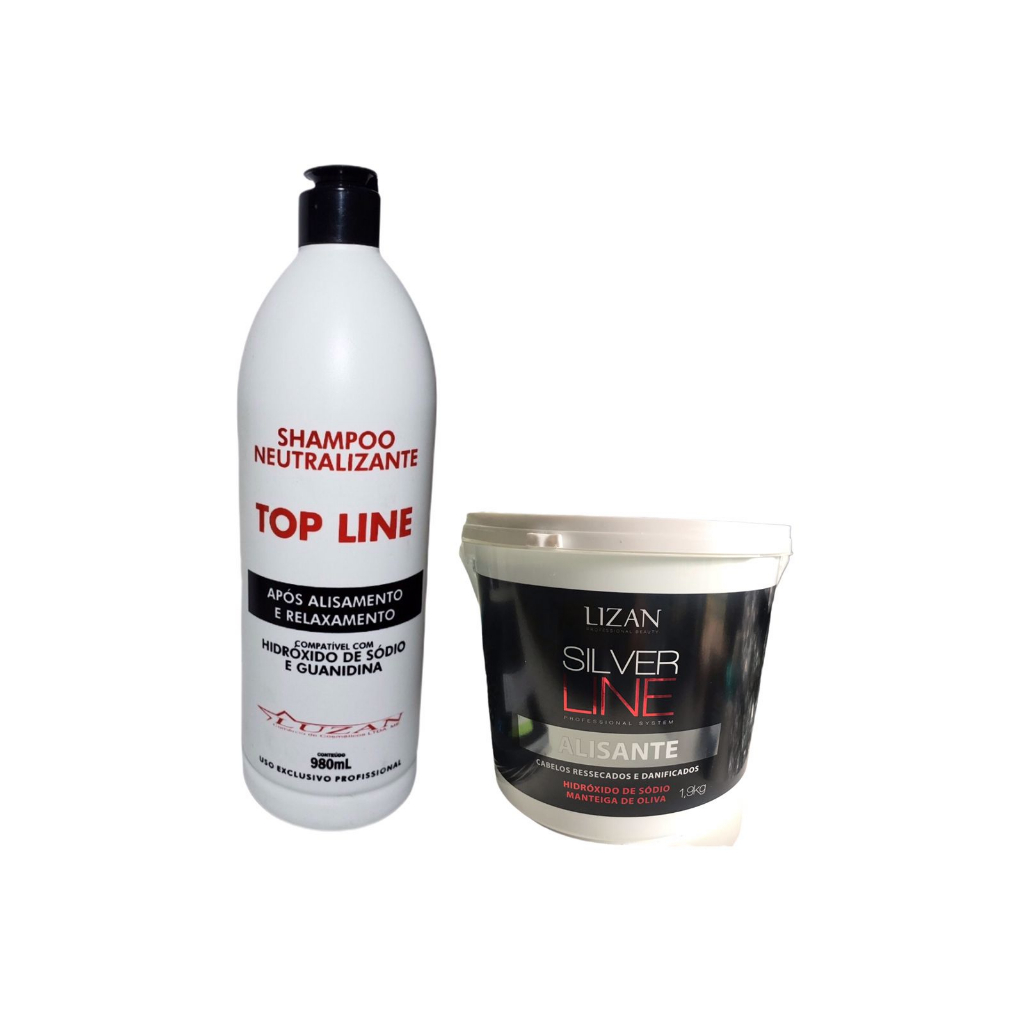 Kit 1 Top Line  Shampoo Neutralizante Após Alisamento e  Silver Line Lizan 1,9kg