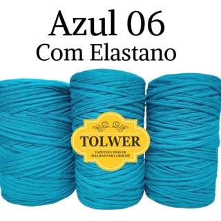 Fio De Malha Residual  Linha De Crochê Contendo 1 Cone De 500g Cor Azul 06 Com Elastano