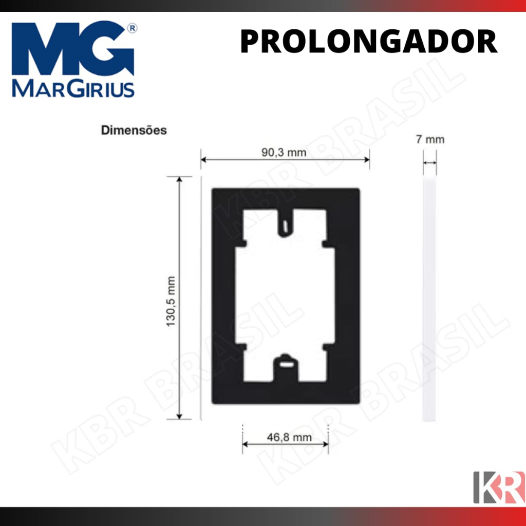 Prolongador ATACADO 10unidades BRANCO ou PRETO para caixa 4x2 e 4x4 SLEEK - MARGIRIUS