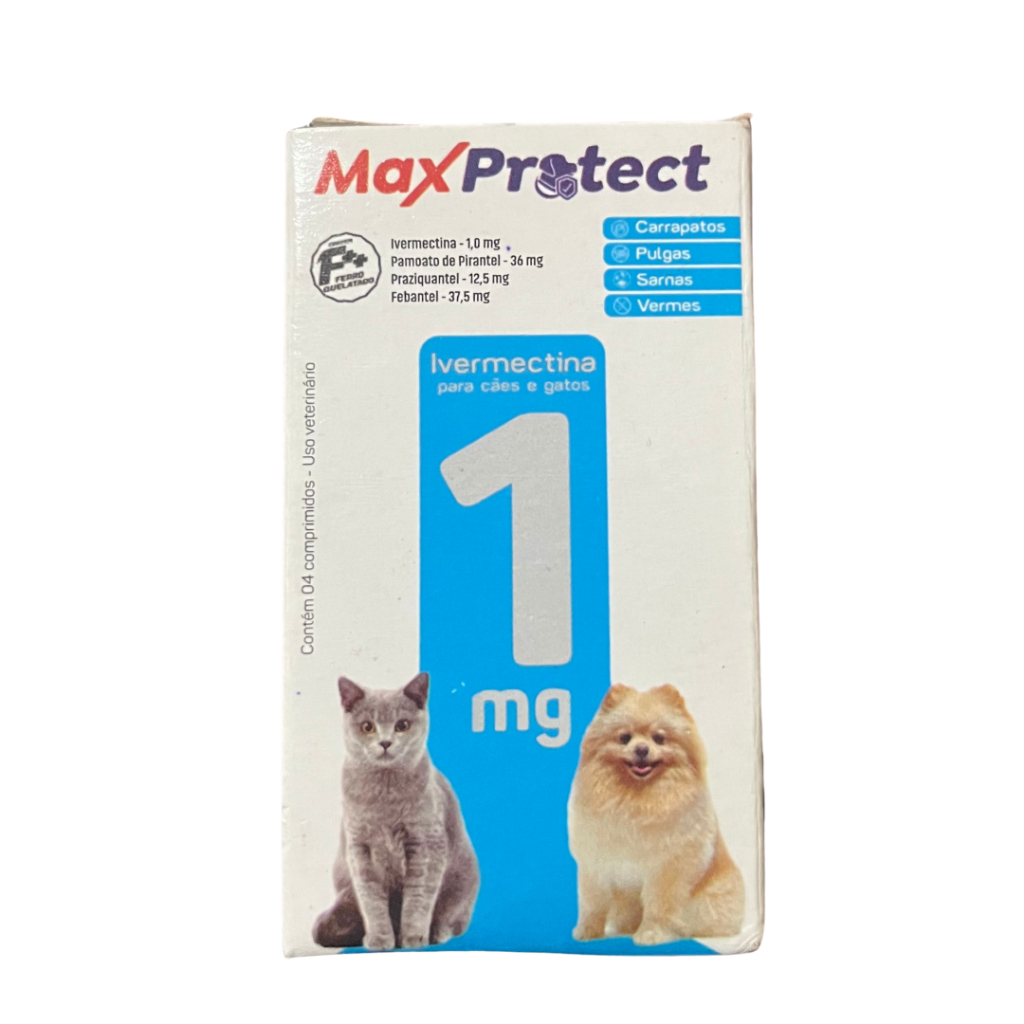 Max Protect 1mg  Anti Pulgas E Carrapatos Raças Pequenas E Gatos 4 Comprimidos em Oferta na Shopee