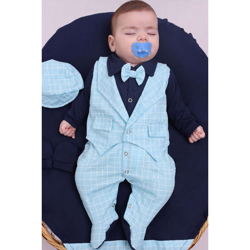 Saída Maternidade Menino Social Gabriel 04 Peças Roupa de Bebê Menino em Oferta na Shopee