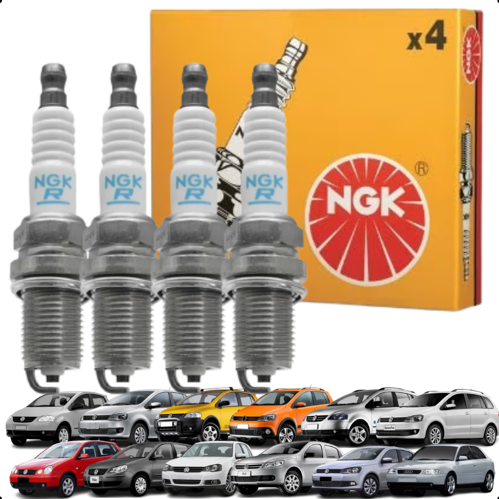 Kit Jogo 04 Velas De Ignição Volkswagen Fox 1.0 8v 2005 2006 2007 2008 2009 2010 2011, 2012, 2013, 2014