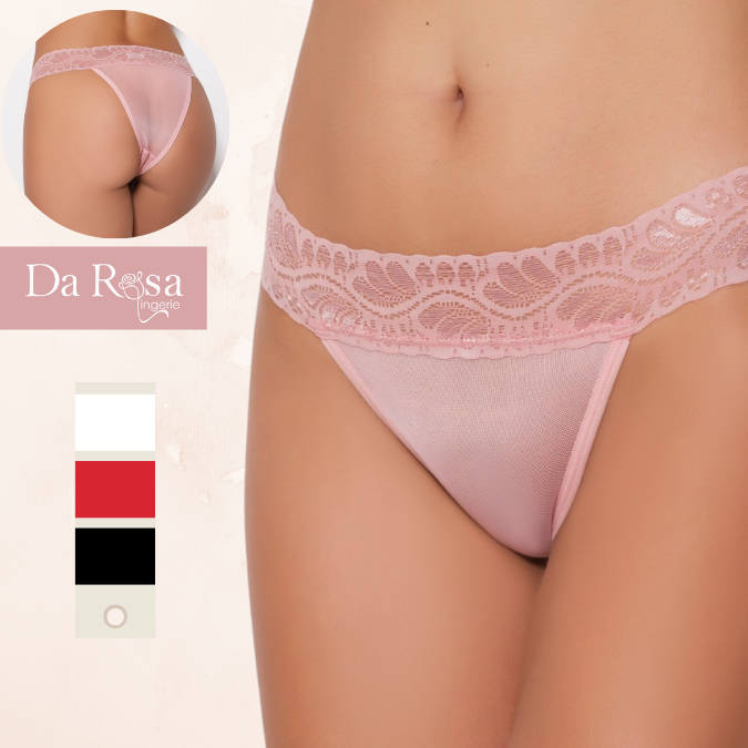 Calcinha Feminina tipo Biquíni Renda e Tule 4 corem tamanho M Ana Da Rosa Lingerie
