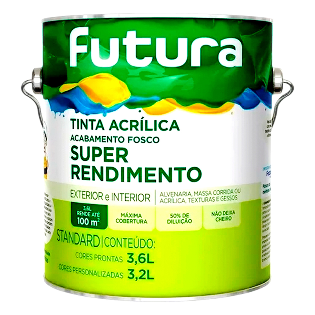 Tinta Látex Anti Mofo Parede Standard Futura 3,6l TODAS AS CORES (NOVO CATÁLOGO ATUALIZADO)