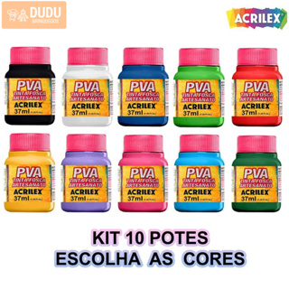 Tinta P/ Artesanato Pva 37ml FOSCA - Kit Escolha 10 Cores Pelo Chat - Acrilex em Oferta na Shopee