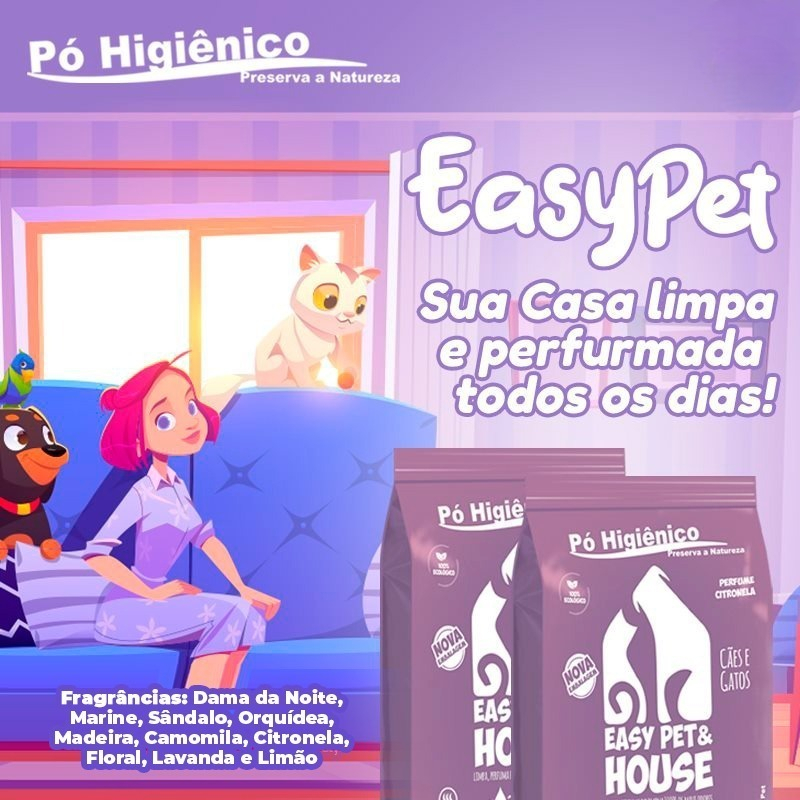 Pó Higiênico Serragem Para Gatos Cães 1kg Diversos Aromas Easy Pet