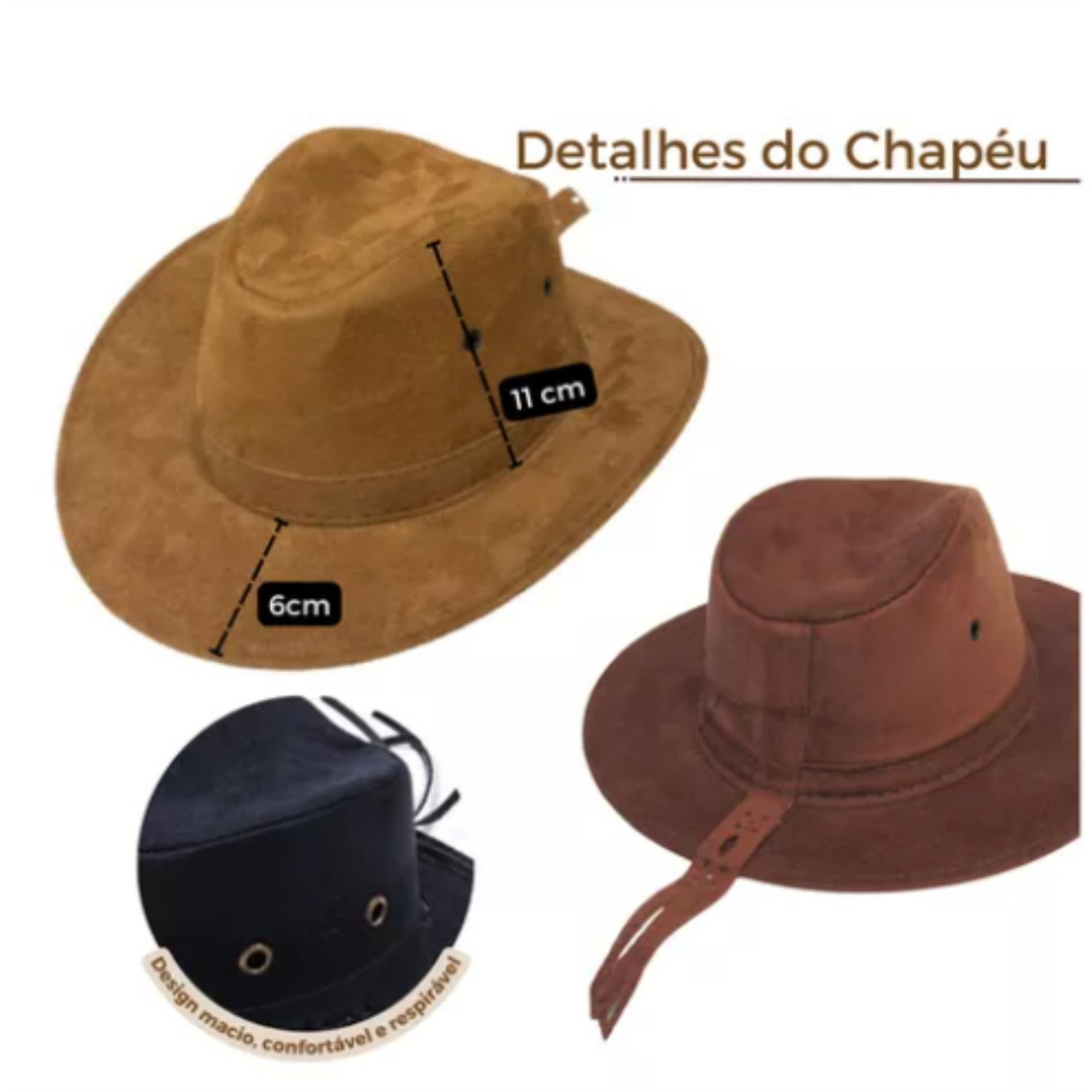 chapeu cowboy coutry unisex cor preto, bege, marrom, chocolate