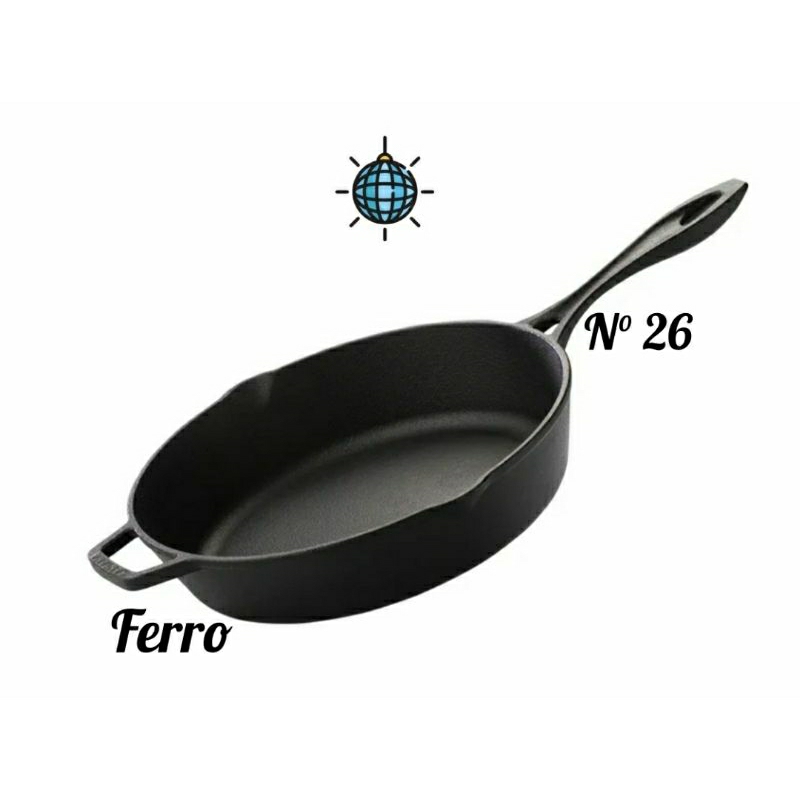 Imagem Frigideira Ferro Cabo Ferro N°26 P/ Fogão Indução, a Gás , a lenha , Churrasqueira e Forno