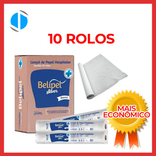10 rolos Lençol de papel maca 50cm ou 70cm  branco silver celulose cipel hospitalar em Oferta na Shopee