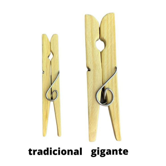 Prendedor de Roupas Gigante 72 Un de Madeira Econômico Pregador
