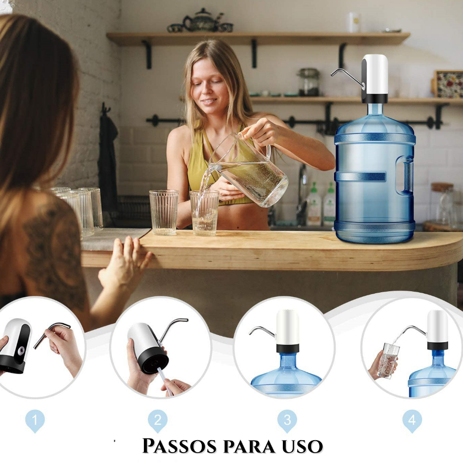 Bomba Elétrica Universal D'Água Dispenser Automático Com Carregamento Usb Galão De 20L