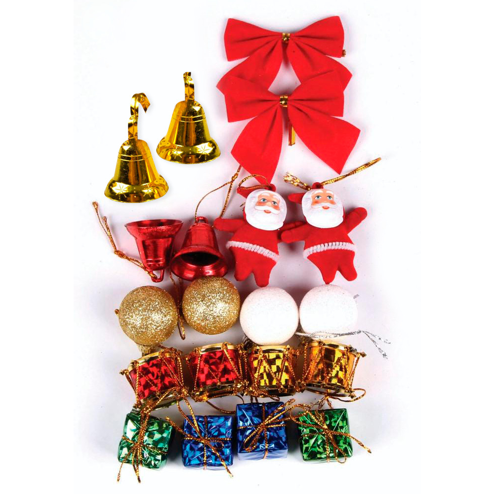 Kit Completo Enfeite de Natal Mini Decoração Natalina Laço Papai Noel Presentes 20 Itens