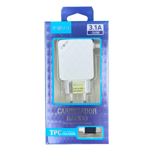 Kit 2 Carregador 3.1A Type-c Com 2 Portas Usb Rápido 120cm De Cabo INOVA