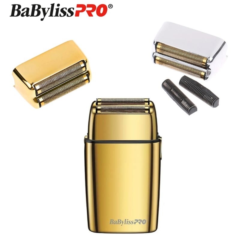 Cabeça Tela + Lâmina de Reposição Compatível Máquina Shaver Babyliss Pro FX 02 Dourado e Prata