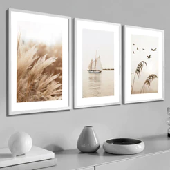 Trio Quadro Decorativo Grande Sala Moldura