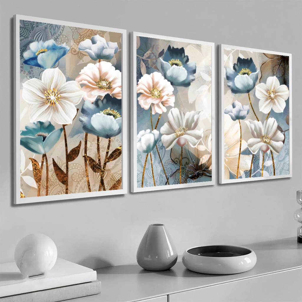 Quadro Decorativo de Parede Flores Moldura 40x60 Sala Quarto