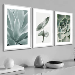 Trio Quadro Decorativo Moderno Para Sala Quarto Moldura Grande Minimalista
